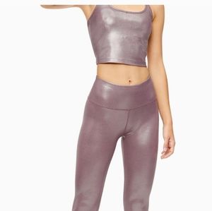 Calvin Klein Performance Metallic Print Sports Bra-Crop Top,Luster Java, Size XL